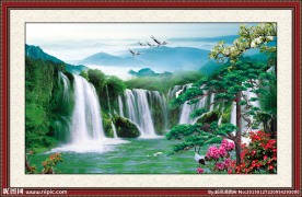 流水生财迎客松