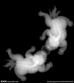 双招财貔貅灰度图