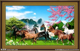 八骏图风景画