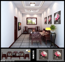 中式会客厅（带贴图）