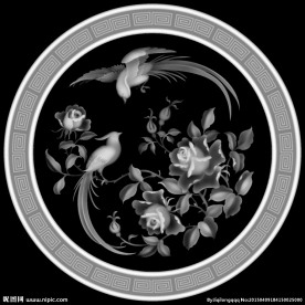 花鸟灰度图