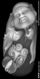 财神玉把件灰度图