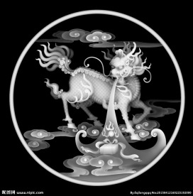 精品麒麟挂匾灰度图