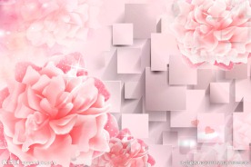 粉色大花影视墙