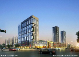 建筑黄昏效果图