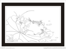 荷花鱼装饰画