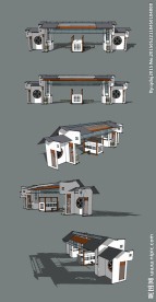 中式小区大门SU模型设计