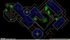 别墅屋顶苗木绿化瓦片素材