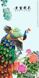 孔雀玄关背景墙