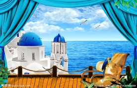 3D立体风景画电视背景图片