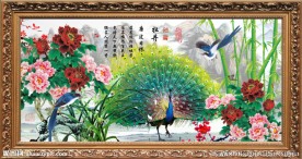 孔雀牡丹图