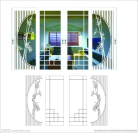 玻璃移门 矢量图
