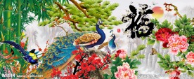 孔雀牡丹富贵图