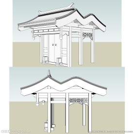 四合院垂花门建筑草图大师SU