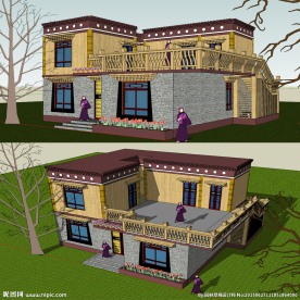 藏式民宅建筑草图大师SU模型