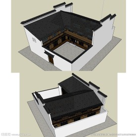 传统民居院落建筑草图SU模型