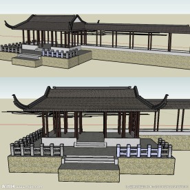 水榭景观建筑草图大师SU模型