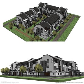 合院徽派建筑草图大师SU模型