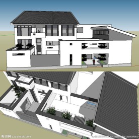 中式住宅建筑草图大师SU模型