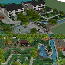 别墅庭院草图大师SU模型