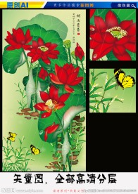 艺术国画烟雨蒙蒙（矢量图）