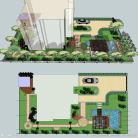 碧桂园别墅庭院景观草图大师SU