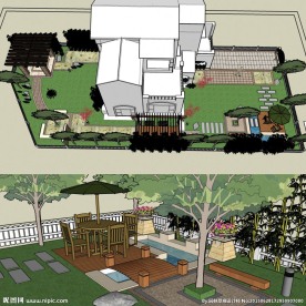 别墅庭院景观草图大师SU模型