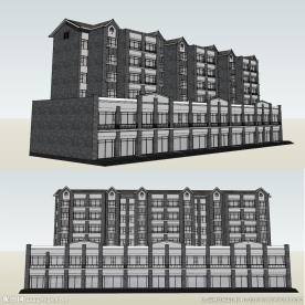 中式多层住宅商铺建筑草图大师