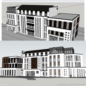 中式徽会所建筑草图大师SU模型