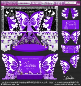 紫色蝴蝶主题婚礼设计