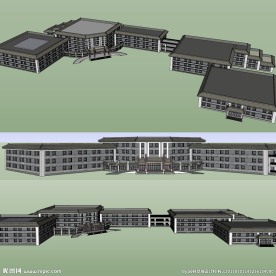 某中式宾馆酒店模型