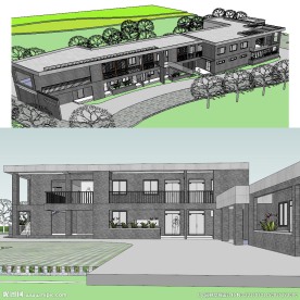 中式办公楼建筑草图大师SU模型