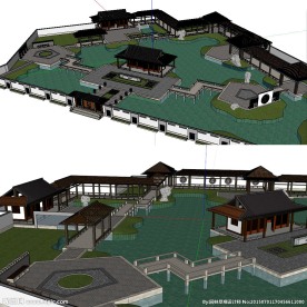 中式庭院草图大师模型