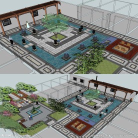 中式庭院草图大师模型