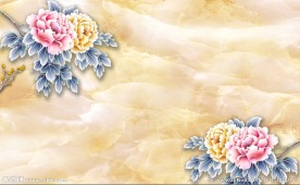 富贵牡丹花开 3D壁画 分层