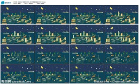 卡通城市灯光变化酒吧vj背景素