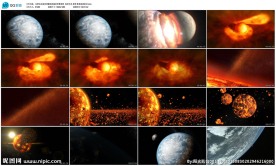 星球撞地球超炫背景视频地球月亮