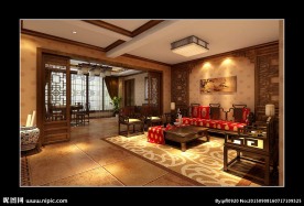 中式客厅沙发背景