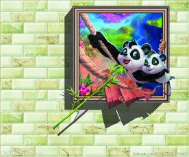 卡通熊猫3D立体画
