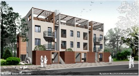 别墅建筑单体透视