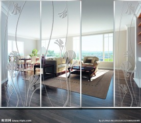 天长地久   磨砂玻璃 彩雕