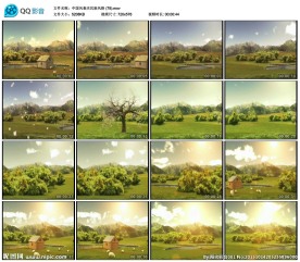 卡通背景草原木屋羊群LED视频