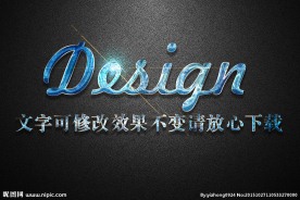 金属摩擦纹理效果蓝色3D立体字