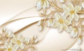 白玉兰花 背景墙 壁画 源分层