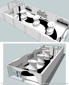 现代风格专卖店素模草图大师SU