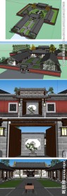 中式祠堂建筑草图大师SU模型