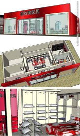 家纺专卖店室内草图大师SU模型