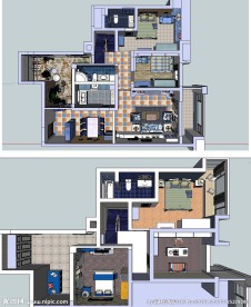 双层地中海完整室内模型SU模型