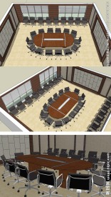 现代会议室桌椅草图大师模型