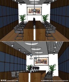 现代会议室室内草图大师SU模型